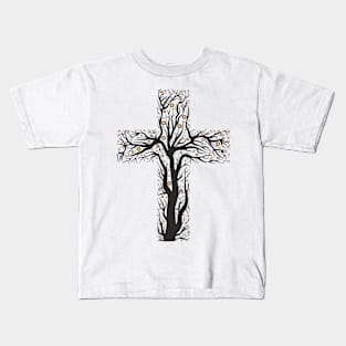 Christian Cross Tree Sticker Kids T-Shirt